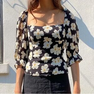 Reformation 2 Georgia Daisy Floral Blouse
